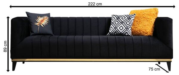 Hanah Home Trojmiestna pohovka Bellino 222 cm čierna
