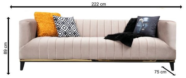 Hanah Home Trojmiestna pohovka Bellino 222 cm béžová