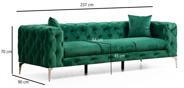 Hanah Home Trojmiestna pohovka Como 237 cm zelená