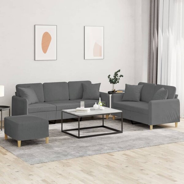 Maison Exclusive – 3-dielna sedacia súprava s vankúšmi, tmavosivá látka