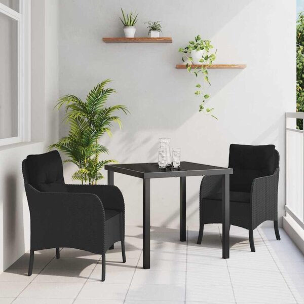 Maison Exclusive – Záhradná jedálenská súprava, 3 kusy, čierna, umelý ratan