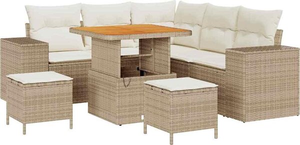 Maison Exclusive - Záhradný nábytok s vankúmi 8 ks Béový Poly-rattan