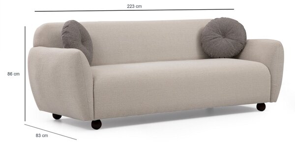 Hanah Home Trojmiestna pohovka Eddy 223 cm krémová