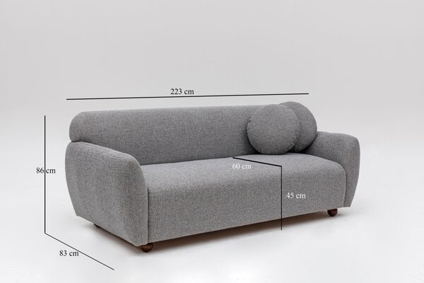 Hanah Home Trojmiestna pohovka Eddy 223 cm svetlosivá