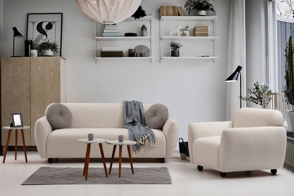 Hanah Home Trojmiestna pohovka Eddy 223 cm krémová
