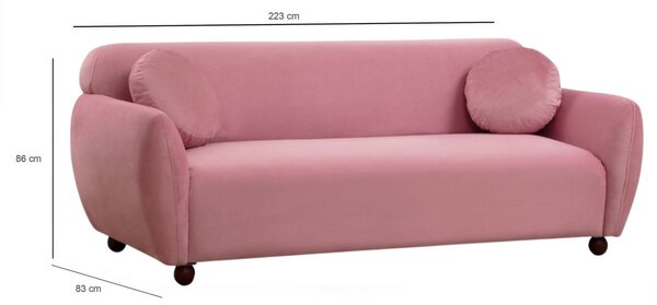 Hanah Home Trojmiestna pohovka Eddy 223 cm ružová