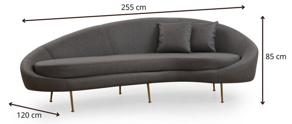 Hanah Home Trojmiestna pohovka Eses 255 cm tmavosivá pravá
