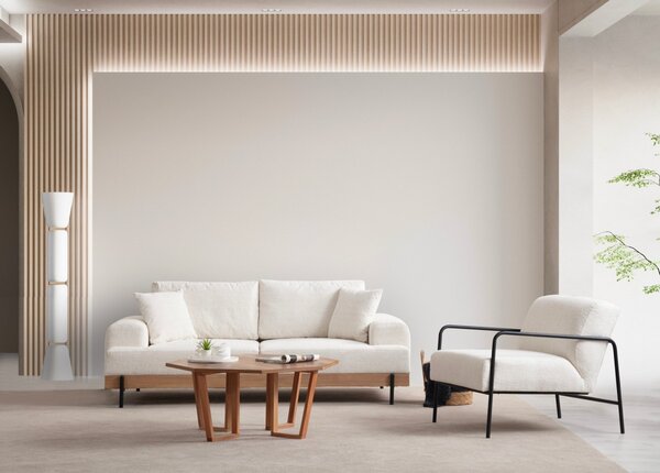 Hanah Home Trojmiestna pohovka Eti 220 cm biela/dub prírodný