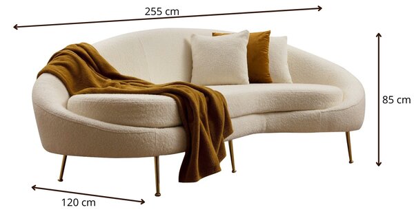Hanah Home Trojmiestna pohovka Eses 255 cm boucle krémová pravá