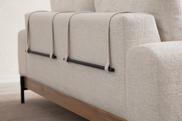 Hanah Home Trojmiestna pohovka Eti 220 cm biela/dub prírodný