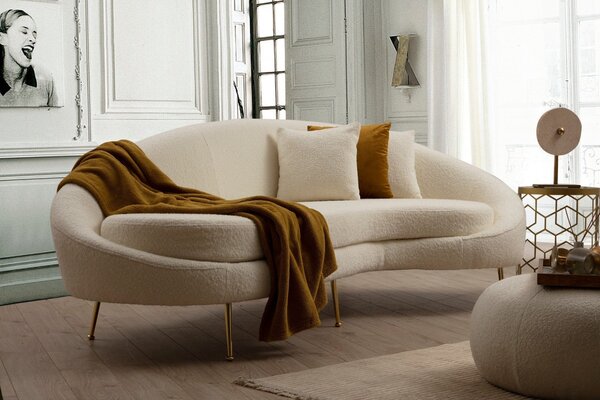 Hanah Home Trojmiestna pohovka Eses 255 cm boucle krémová pravá