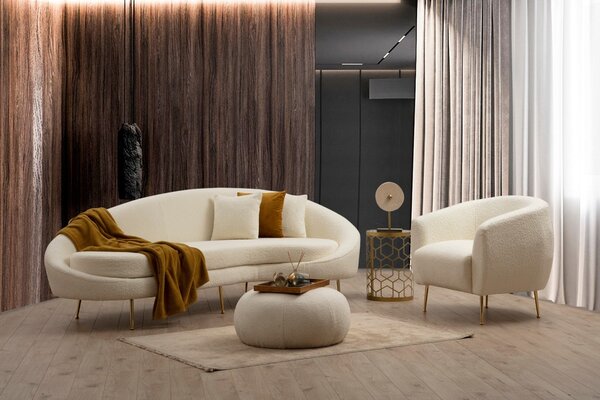 Hanah Home Trojmiestna pohovka Eses 255 cm boucle krémová pravá