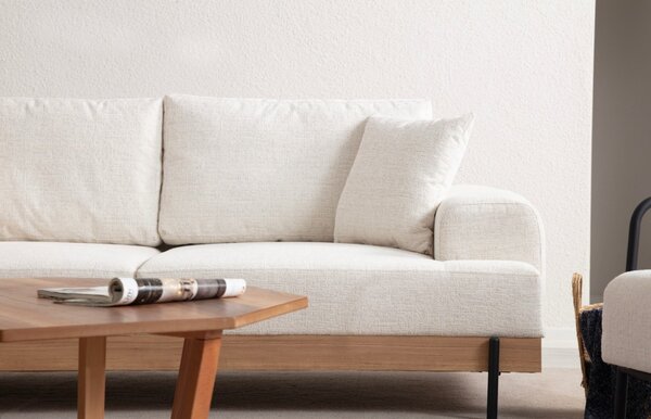 Hanah Home Trojmiestna pohovka Eti 220 cm biela/dub prírodný