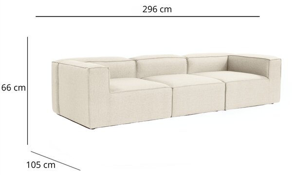 Hanah Home Trojmiestna pohovka Fora 296 cm ecru