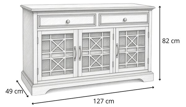 LivinHill Komoda Avola 127 cm z masívu tyrkysová