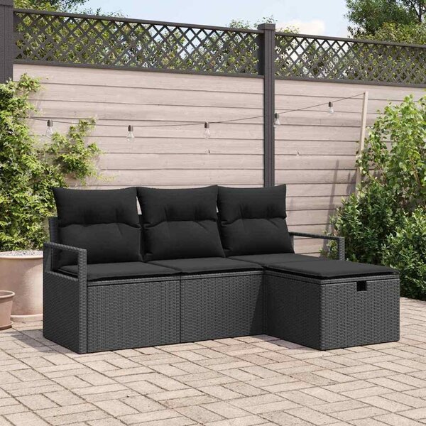 Maison Exclusive - Záhradná súprava pohoviek s vankúmi 4 ks ierna Poly Rattan
