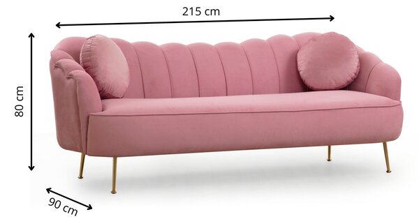 Hanah Home Trojmiestna pohovka Istiridye II 215 cm ružová