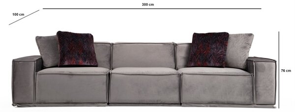 Hanah Home Trojmiestna pohovka Lego 300 cm sivá