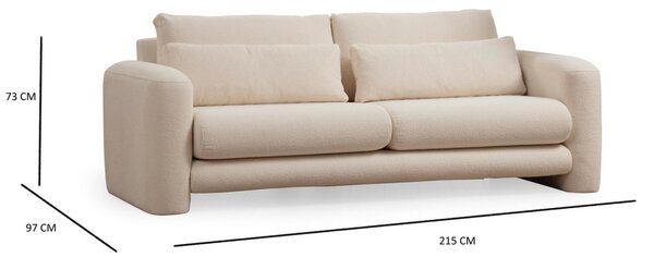 Hanah Home Trojmiestna pohovka Lily 215 cm krémová