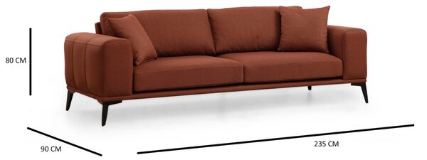 Hanah Home Trojmiestna pohovka Kenzo 235 cm tehlová