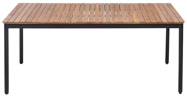 Záhradný jedálenský stôl svetlé akáciové drevo 180 x 90 cm obdĺžnikový tvar pre 6 osôb moderný rustikálny štýl interiér exteriér