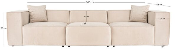 Hanah Home Trojmiestna pohovka Lora 303 cm krémová
