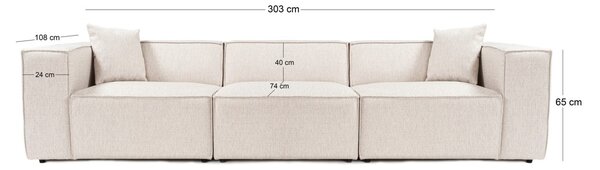 Hanah Home Trojmiestna pohovka Lora 303 cm béžovo-hnedá