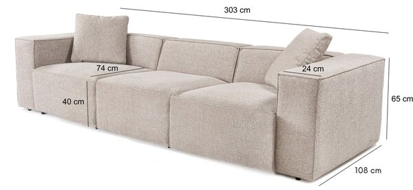 Hanah Home Trojmiestna pohovka Lora 303 cm mocha