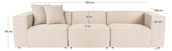 Hanah Home Trojmiestna pohovka Lora 303 cm broskyňová