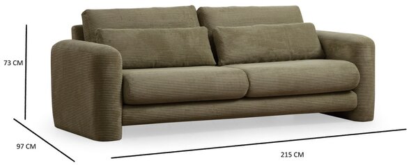 Hanah Home Trojmiestna pohovka Lily 215 cm zelená