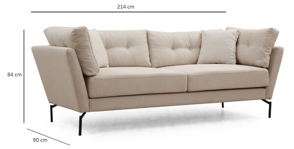 Hanah Home Trojmiestna pohovka Mapa 214 cm krémová
