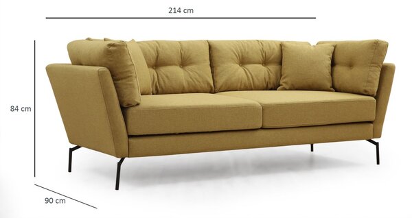 Hanah Home Trojmiestna pohovka Mapa 214 cm žlto-zelená