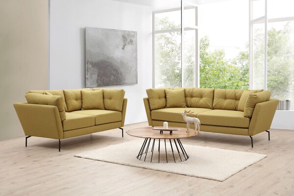 Hanah Home Trojmiestna pohovka Mapa 214 cm žlto-zelená