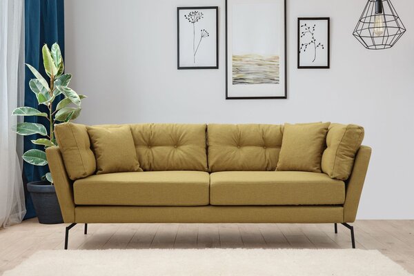 Hanah Home Trojmiestna pohovka Mapa 214 cm žlto-zelená