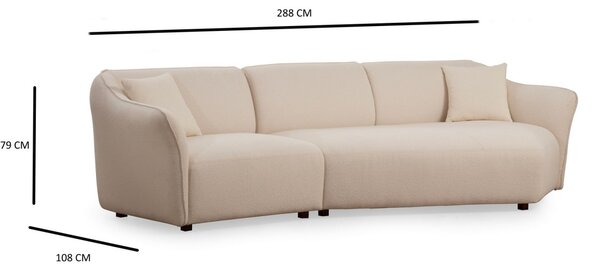 Hanah Home Trojmiestna pohovka Mentis 288 cm krémová
