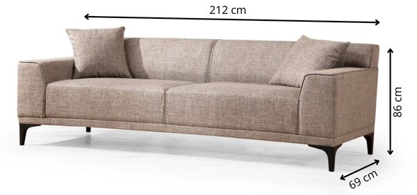 Hanah Home Trojmiestna pohovka Petra 212 cm béžová