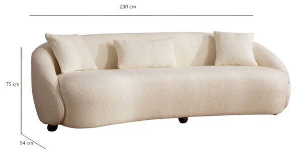 Hanah Home Trojmiestna pohovka Napoli 230 cm boucle krémová