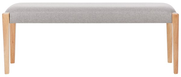 Lavička do predsiene svetlé drevo MDF svetlosivý polyester čalúnené sedadlo retro tradičný dizajn