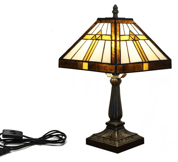 Square warm stolná lampa tiffany 112