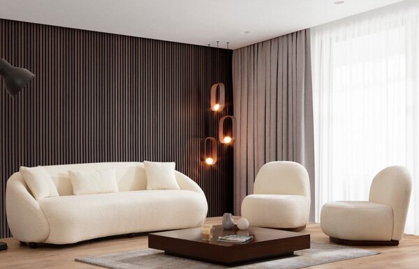 Hanah Home Trojmiestna pohovka Napoli 230 cm boucle krémová