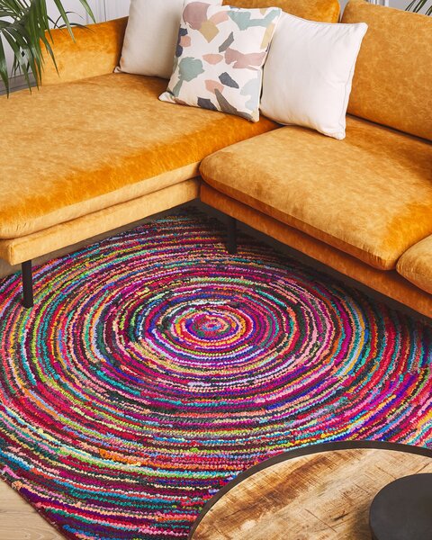 Koberec viacfarebný s bavlnou 160 x 230 cm obdĺžnikový abstraktný vzor ručne tkaný boho štýl