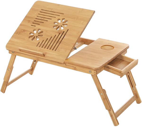 SONGMICS stolík na notebook stolík na posteľ výškovo nastaviteľný skladací