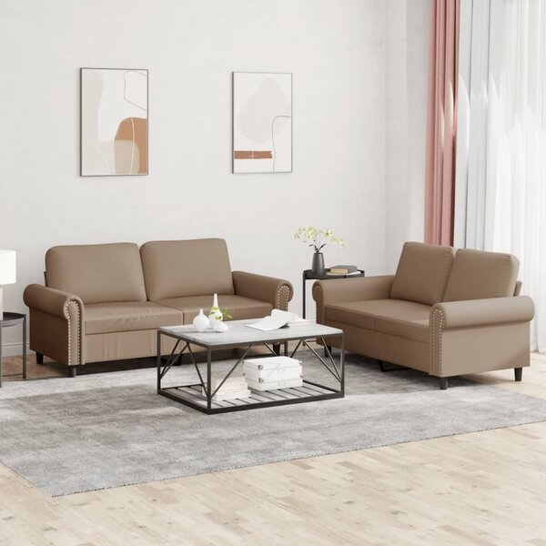 Maison Exclusive – 2-dielna sedacia súprava s vankúmi v odtieni cappuccino-hnedá, z umelej koe