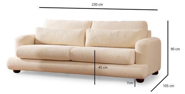 Hanah Home Trojmiestna pohovka River 230 cm béžová