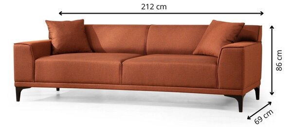 Hanah Home Trojmiestna pohovka Petra 212 cm oranžová