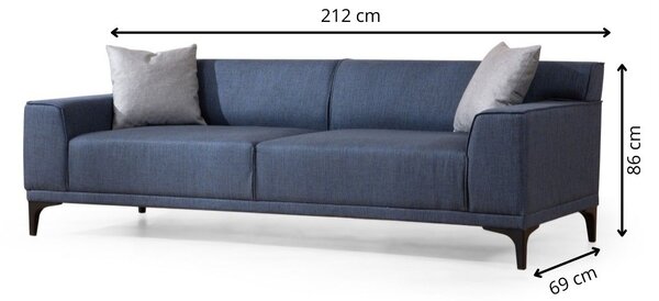 Hanah Home Trojmiestna pohovka Petra 212 cm modrá