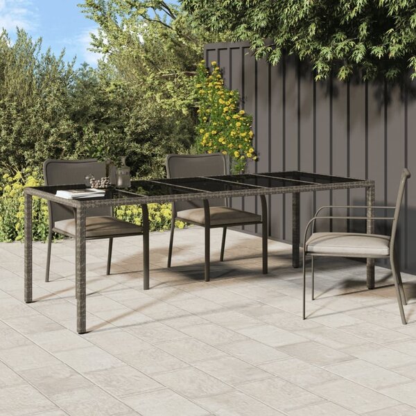 Maison Exclusive – Záhradný stôl, sivý, 250 × 100 × 75 cm, tvrdené sklo a polyrotang