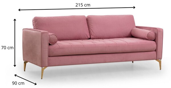 Hanah Home Trojmiestna pohovka Rome 215 cm ružová