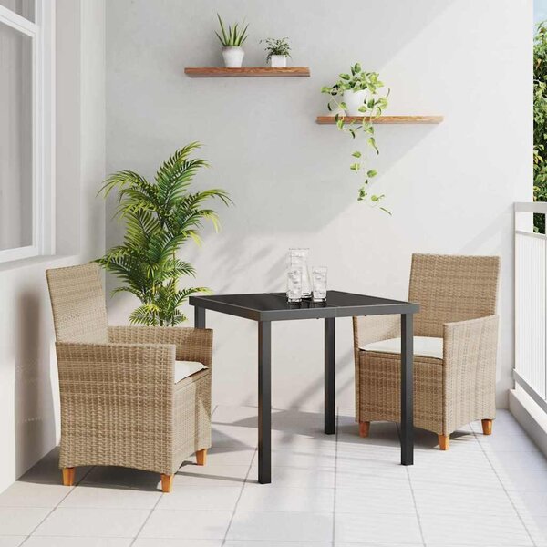 Maison Exclusive - Záhradná jedálenská súprava 3 ks béová polyratanová