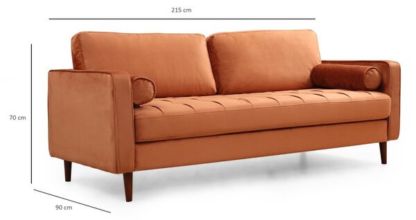 Hanah Home Trojmiestna pohovka Rome 215 cm oranžová